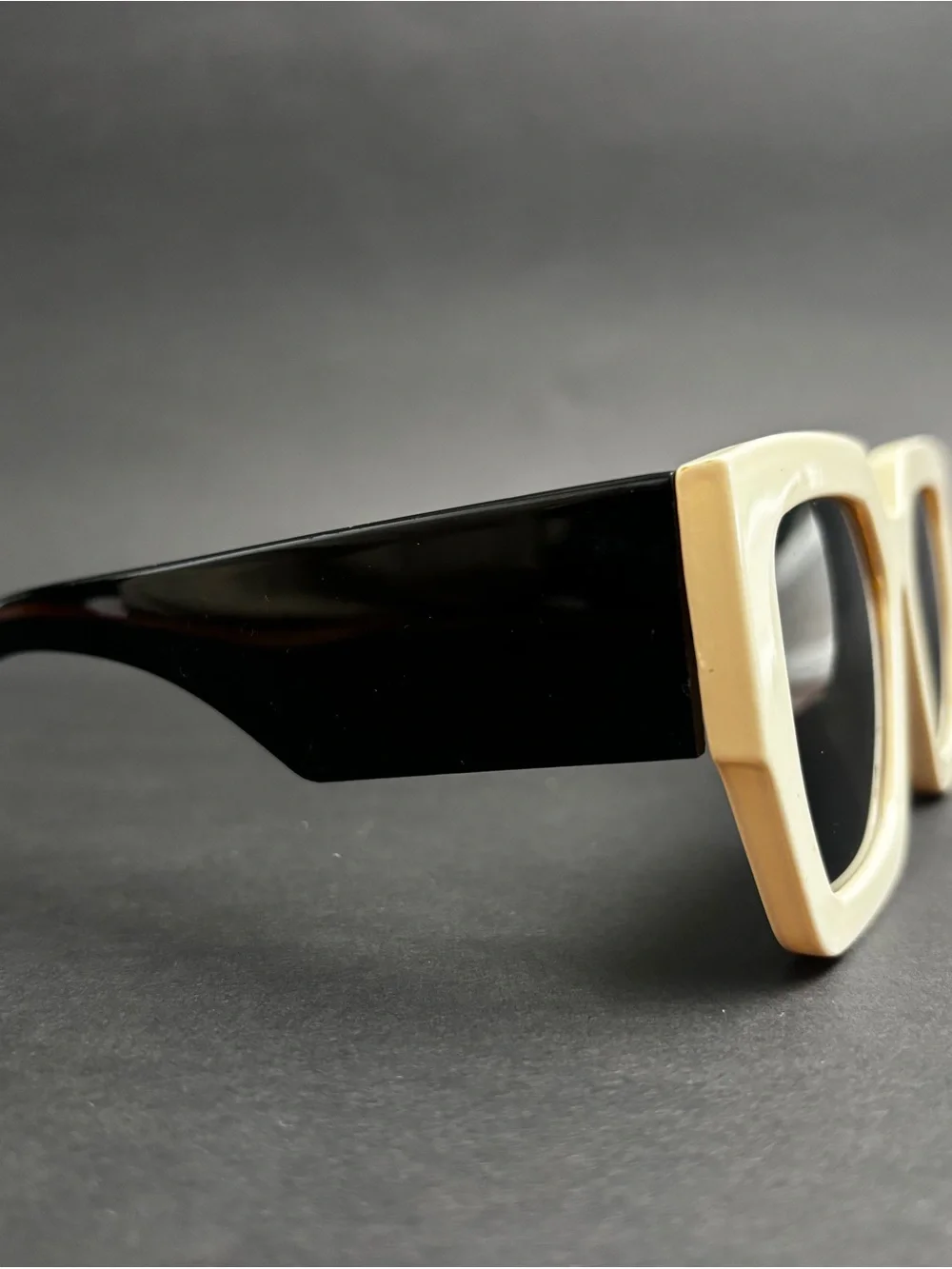Ivory Square-Frame Women's Sunglasses - Black Lenses
